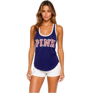 Victoria’s Secret PINK Size XS Navy Blue White Tank Top